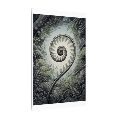Zen Fern Unfurling in Dawn | Ukiyo E Inspired Canvas Art