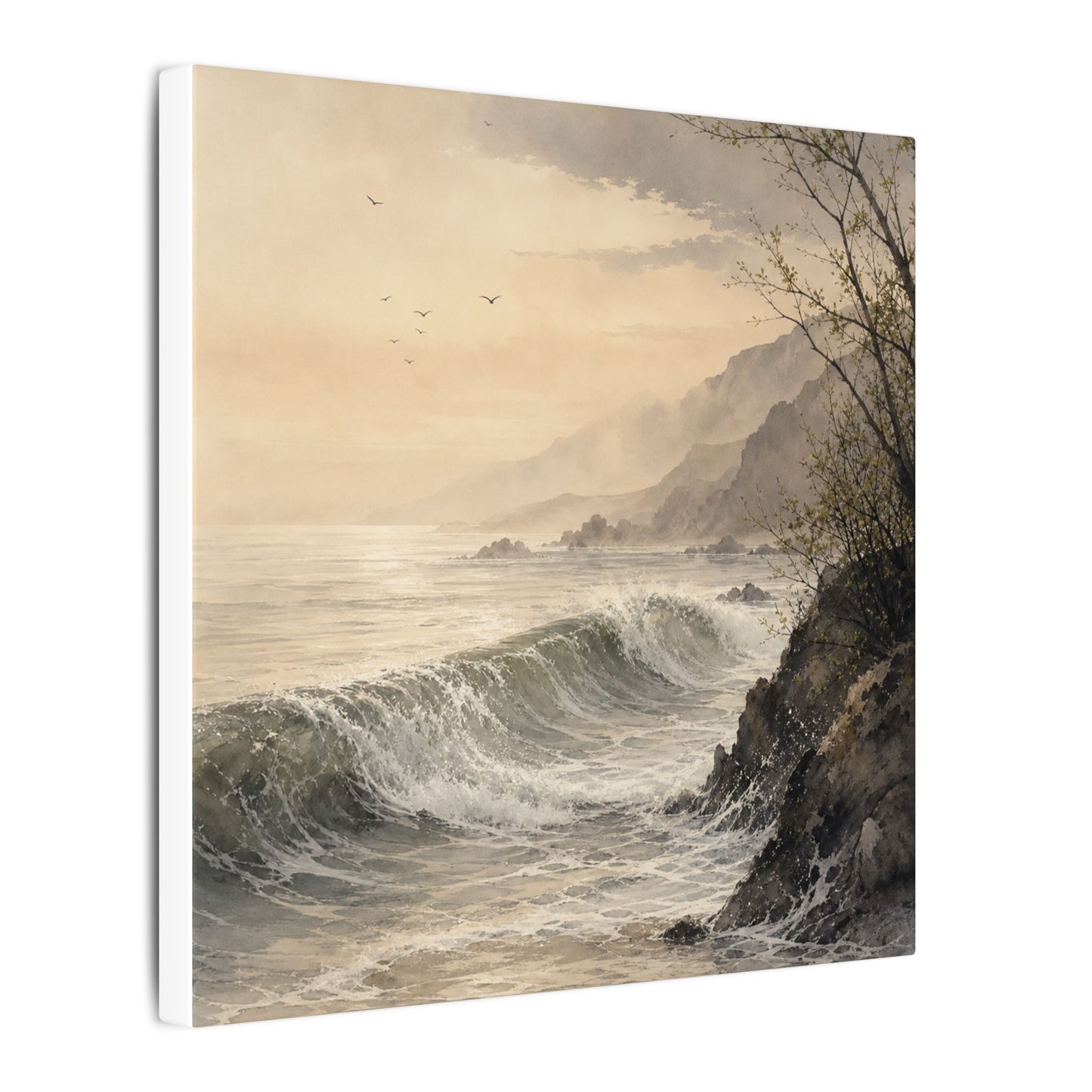 Ocean Wave Spring Canvas Art | Japandi Elegant Design