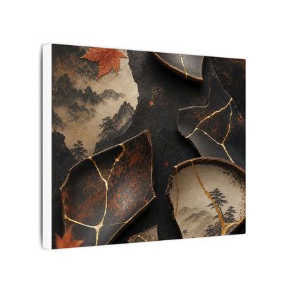 Broken Pottery Gold Vein Canvas Art | Philosophical Kintsugi Art