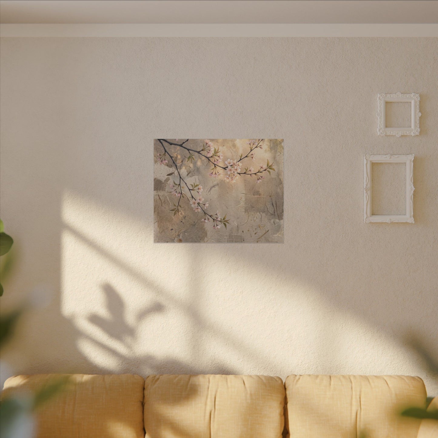 Summer Cherry Blossom Texture Canvas Art | Neutral Decor