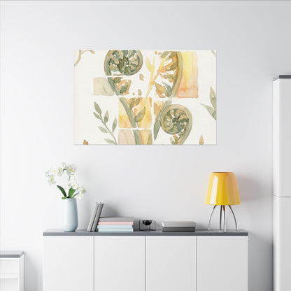 Earthy Fern Unfurling Canvas Art - Watercolor Japandi