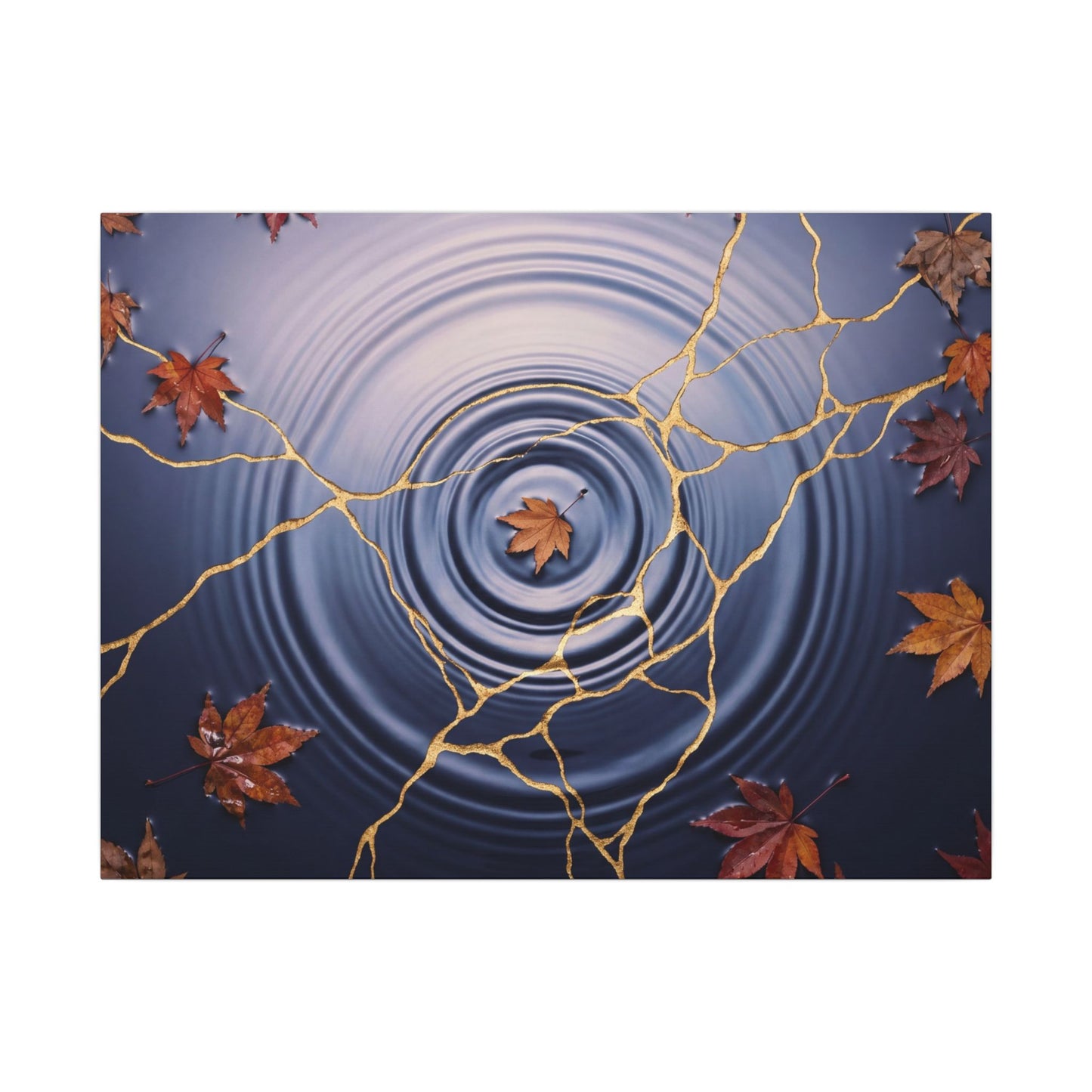 Kintsugi Water Ripple in Dawn | Gold Vein Canvas Art