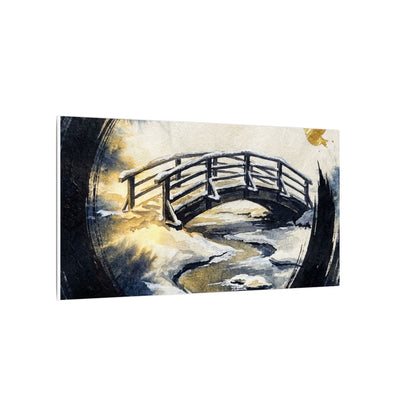 Winter Wooden Bridge Enso Canvas Art | Serene Decor