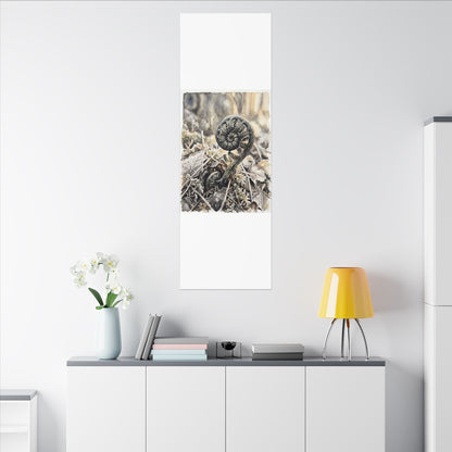 Japandi Fern Unfurling in Golden Hour | Watercolor Canvas Art