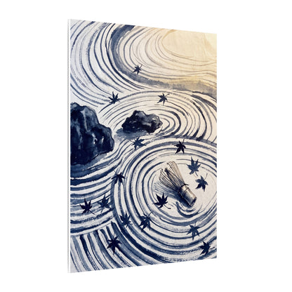 Zen Rock Garden in Golden Hour | Sumi E Canvas Art