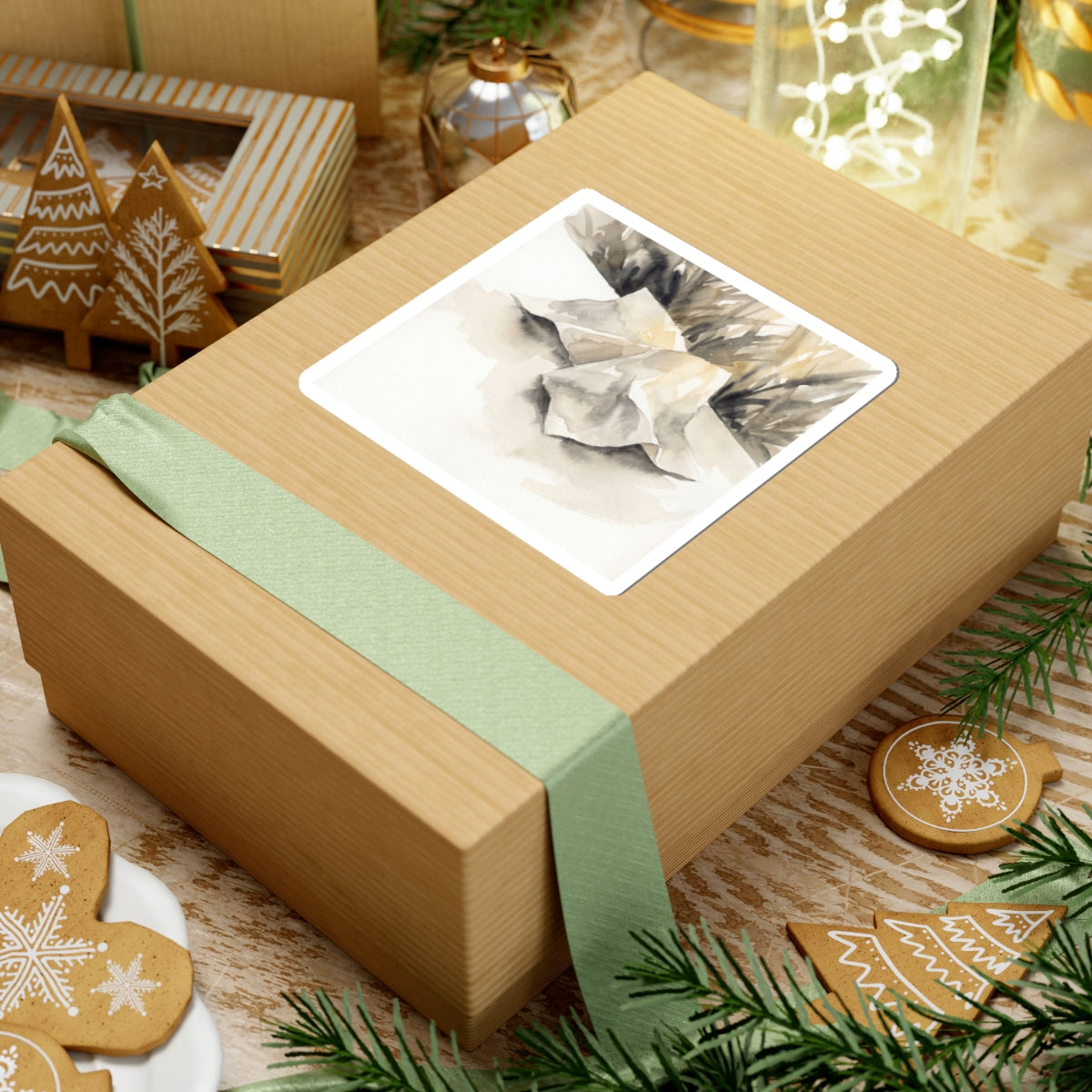 Neutral Paper Fold Sticker - Watercolor Japandi Art Print