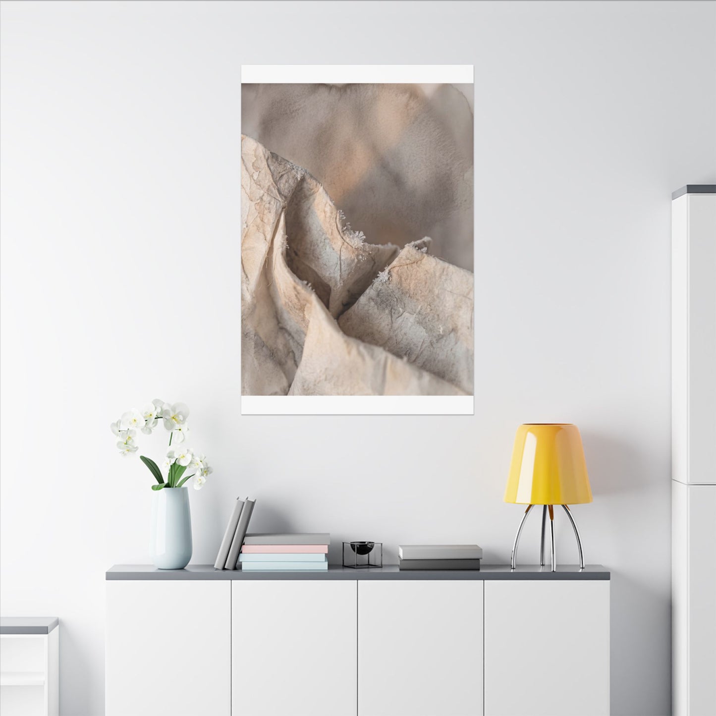 Japandi Paper Fold in Candlelight | Watercolor Canvas Art