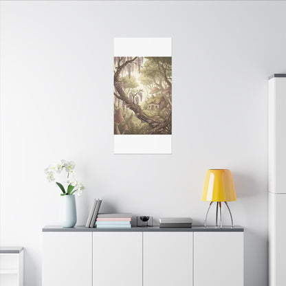 Summer Wisteria Mushroom Illustration Canvas Art | Enchanting Decor