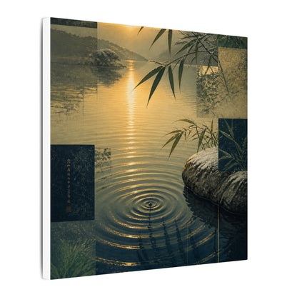 Zen Water Ripple in Golden Hour | Ukiyo E Inspired Canvas Art