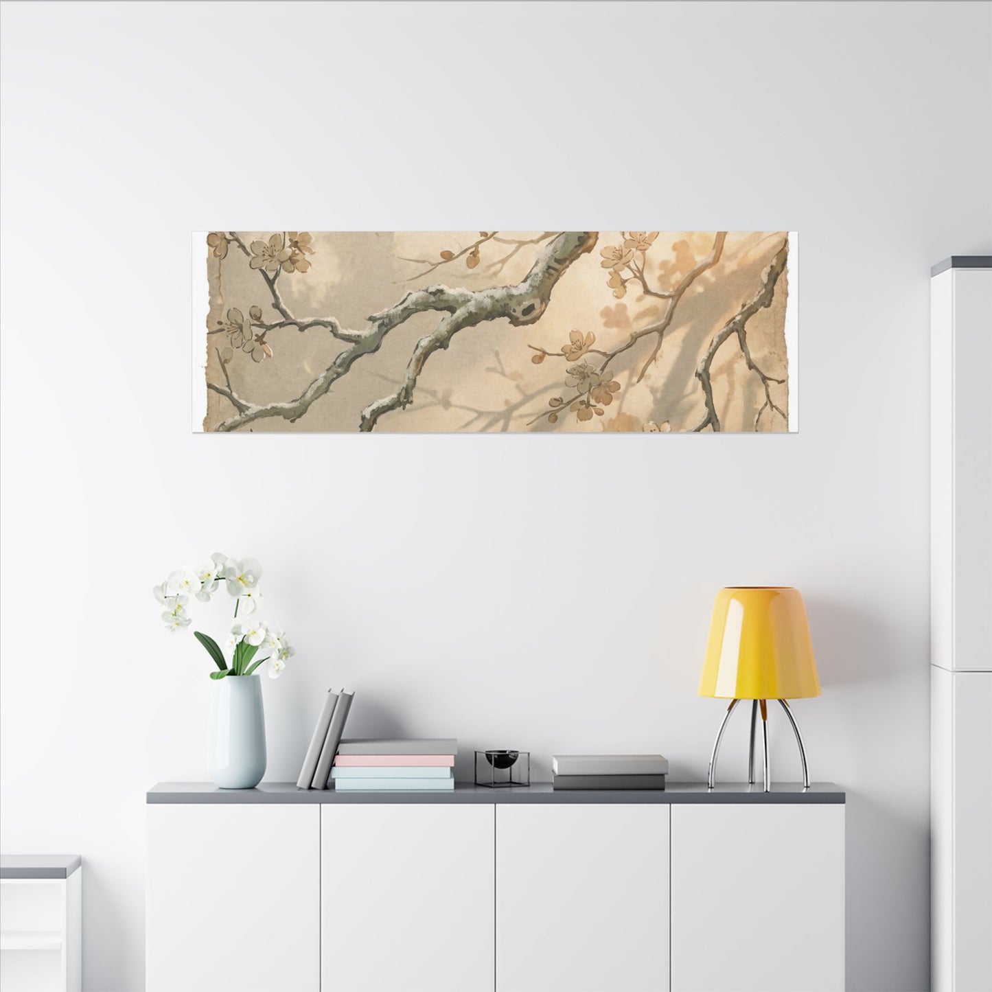 Cherry Blossom Canvas Art | Winter Japandi Japanese Pattern Art