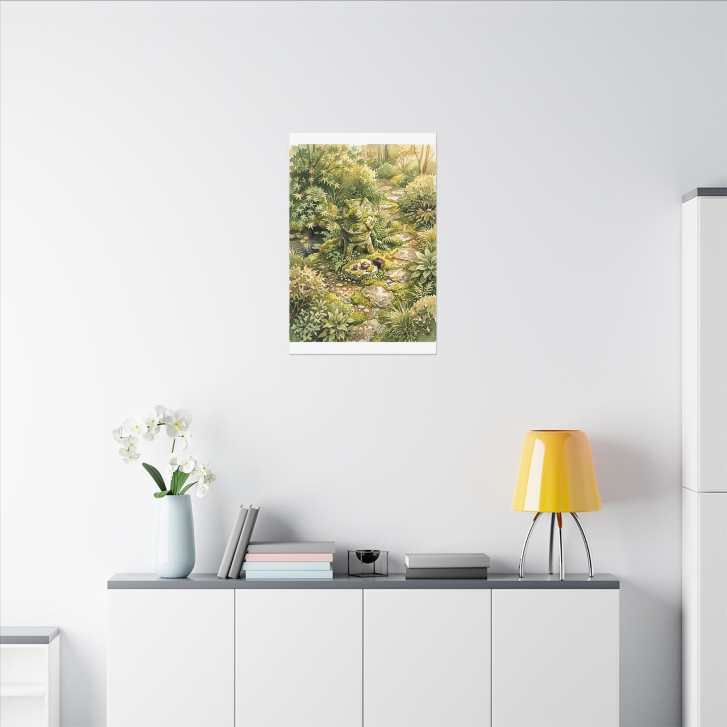Datsuzoku Stone Lantern Canvas Art - Japandi Watercolor