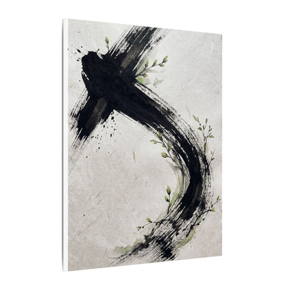 Ink Brushstroke Spring Canvas Art | Dark Japandi Sophisticated Design