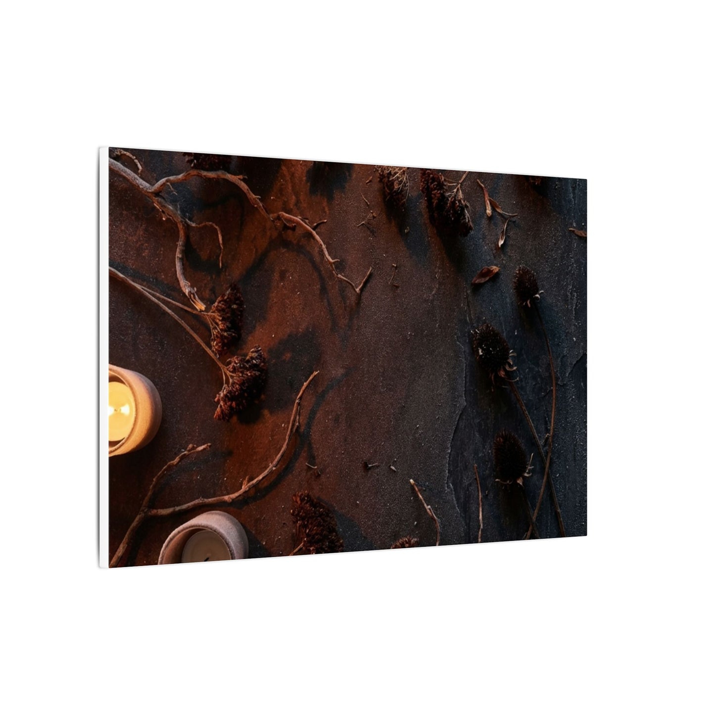 Dried Flowers Canvas Art | Winter Dark Japandi Moody Minimal Art