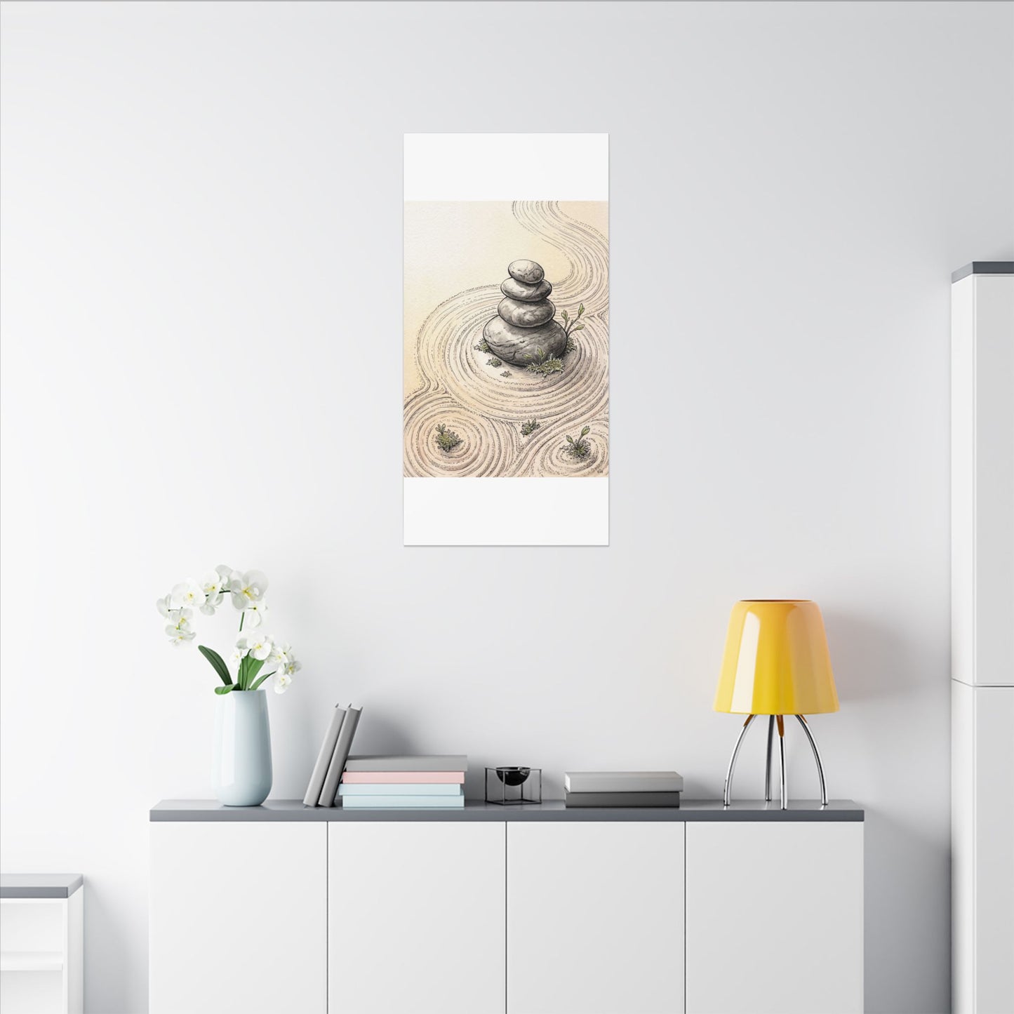 River Stones Karesansui Canvas Art | Tranquil Zen Art
