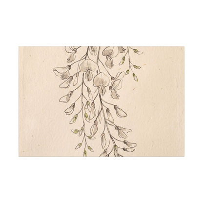 Japandi Wisteria in Golden Hour | Minimal Line Canvas Art Art Print
