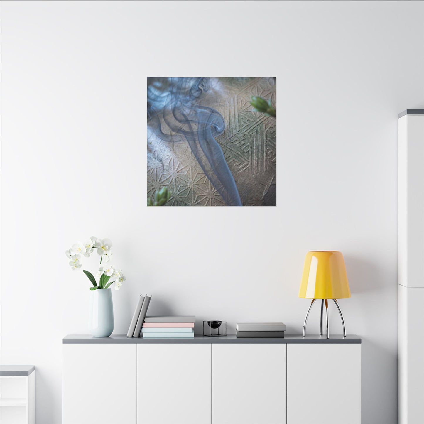 Spring Incense Smoke Japanese Pattern Canvas Art | Neutral Decor