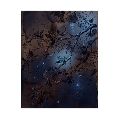 Moonlight Cherry Blossom Wall Art Print - Dark Japandi Datsuzoku