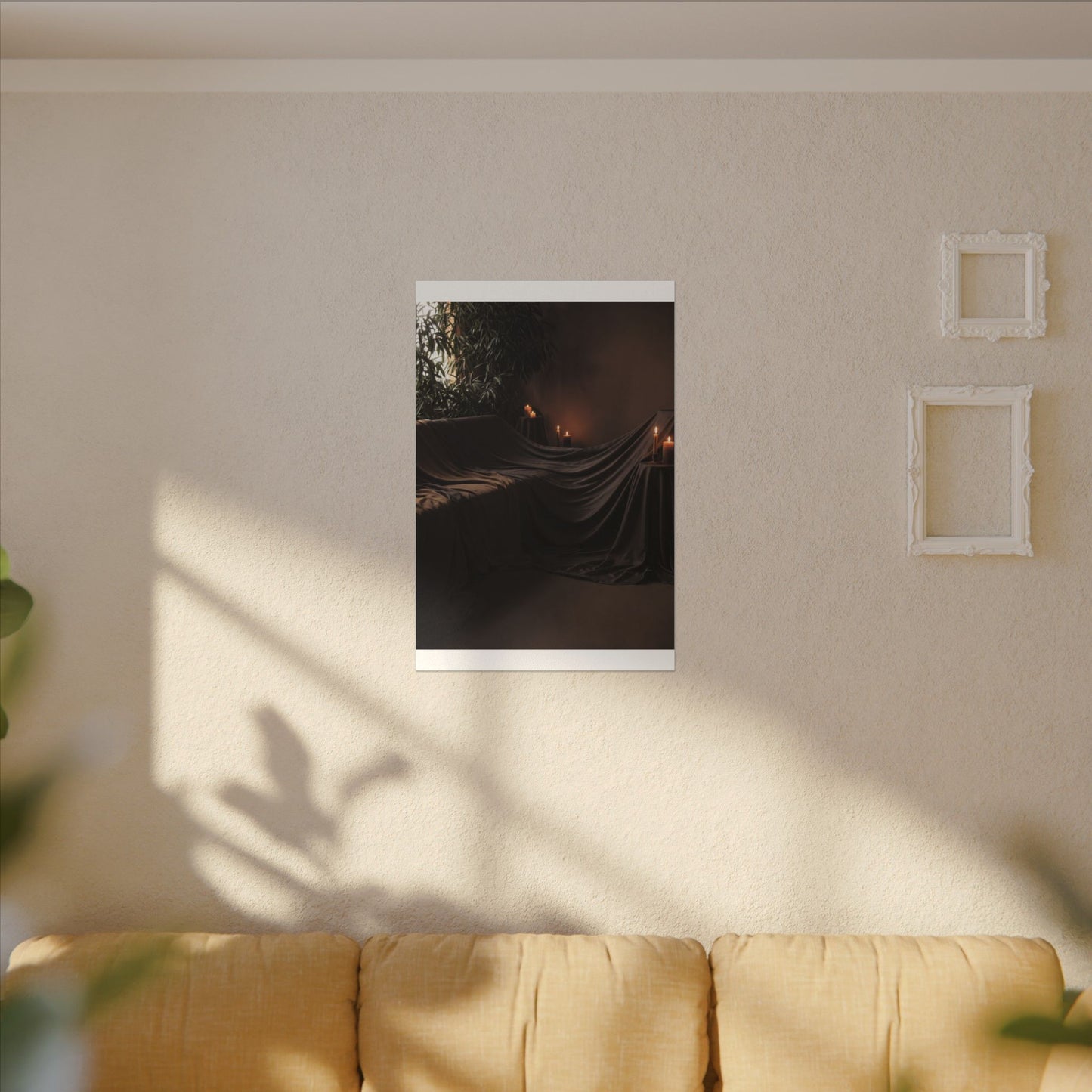 Candlelight Silk Drape Canvas Art - Dark Japandi Ma