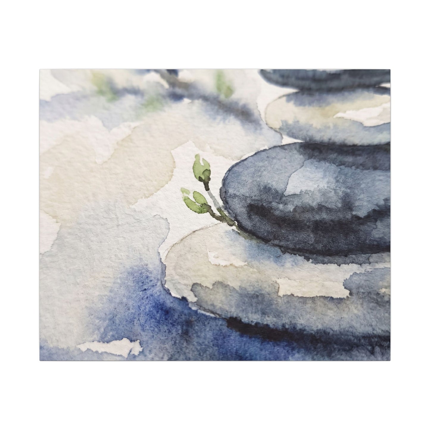 River Stones Watercolor Canvas Art | Cozy Japandi Art