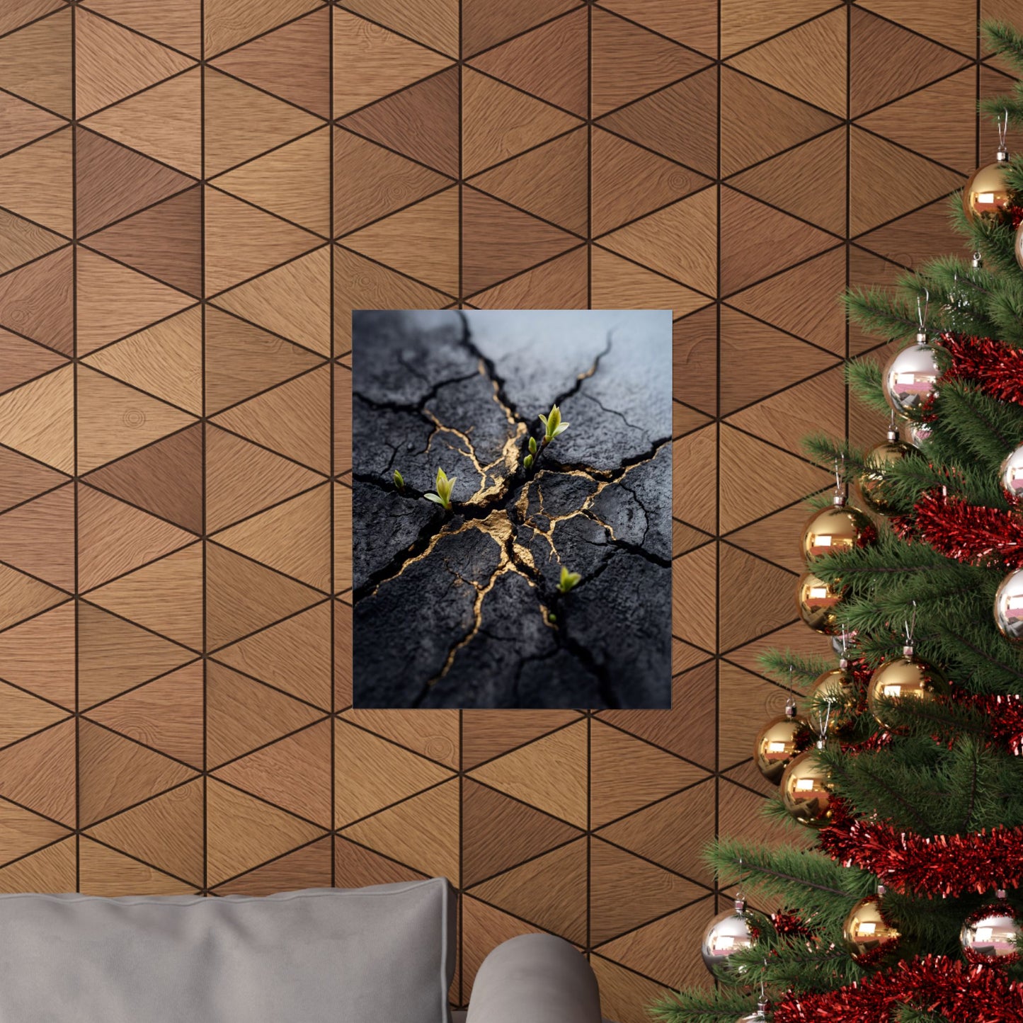 Spring Cracked Earth Charcoal Ink Wall Art Print | Moody Decor