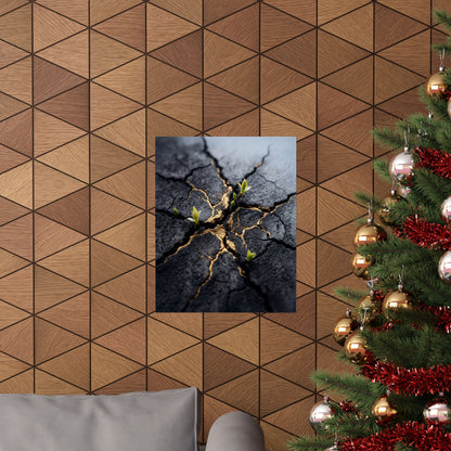 Spring Cracked Earth Charcoal Ink Wall Art Print | Moody Decor
