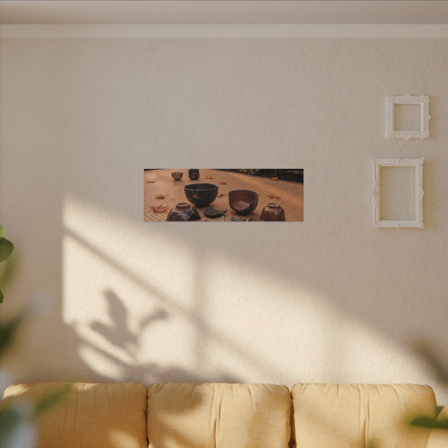 Golden Hour Tea Ceremony Canvas Art - Kintsugi Shibui