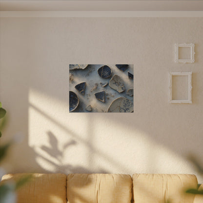 Broken Pottery Canvas Art | Winter Kintsugi Gold Vein Art