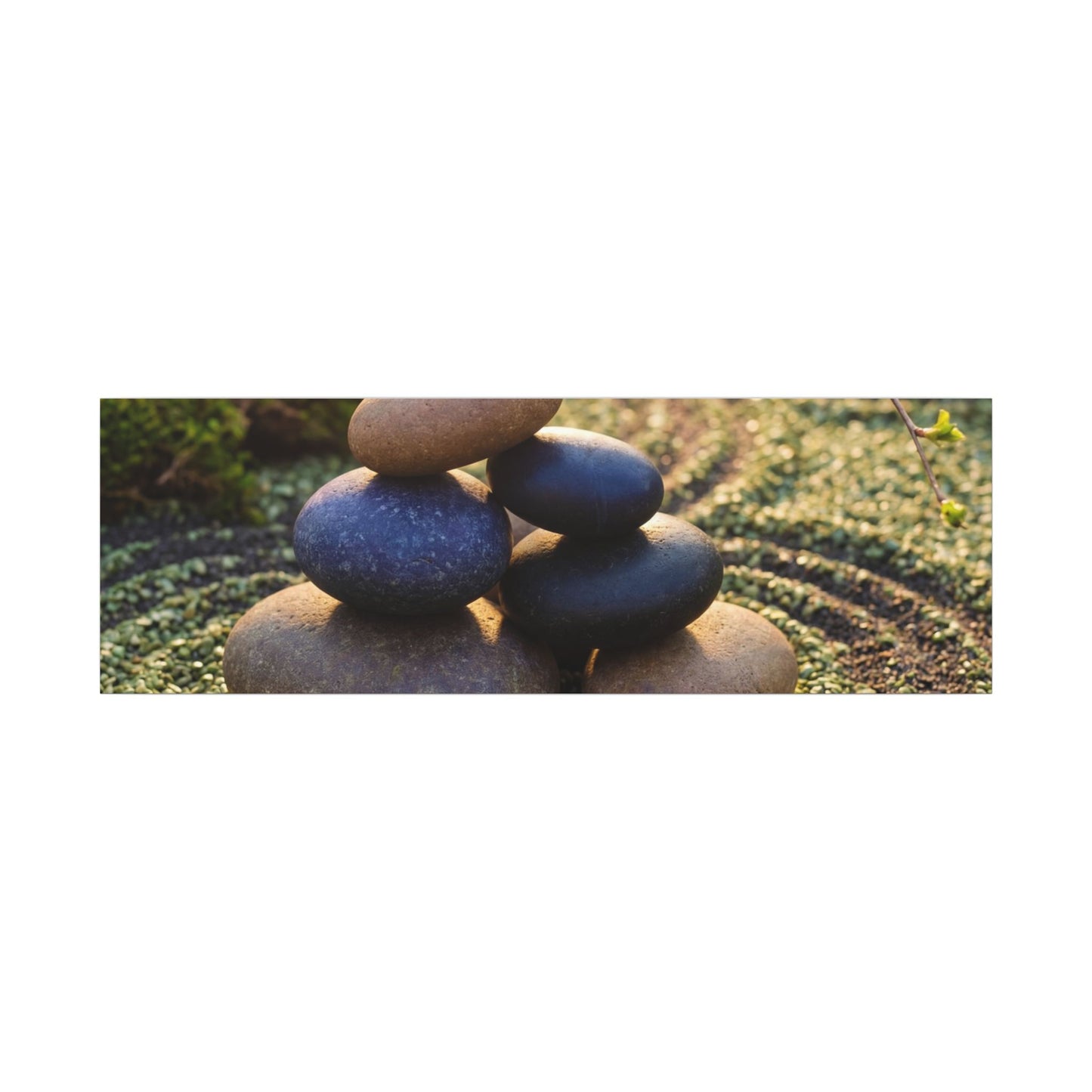 Zen River Stones in Golden Hour | Karesansui Canvas Art