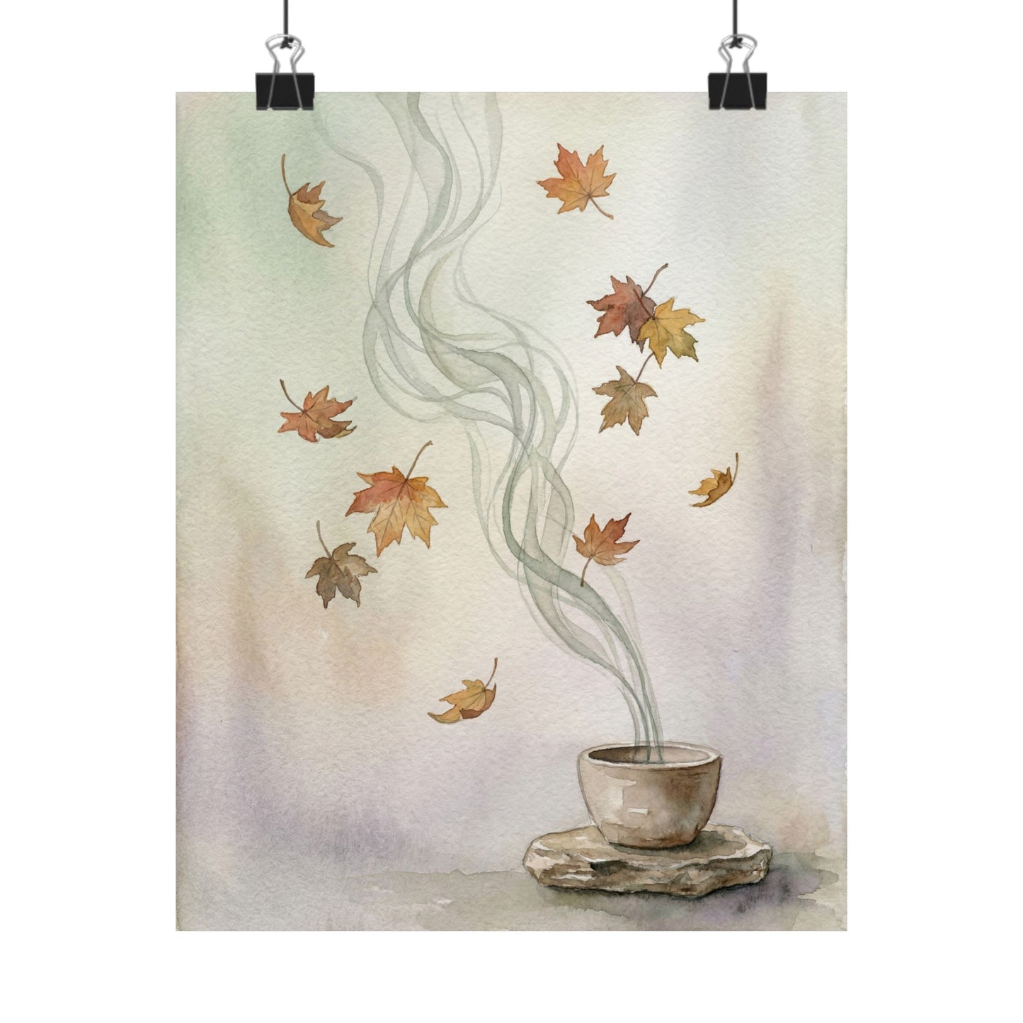 Kanso Incense Smoke Wall Art Print - Japandi Watercolor Art Print