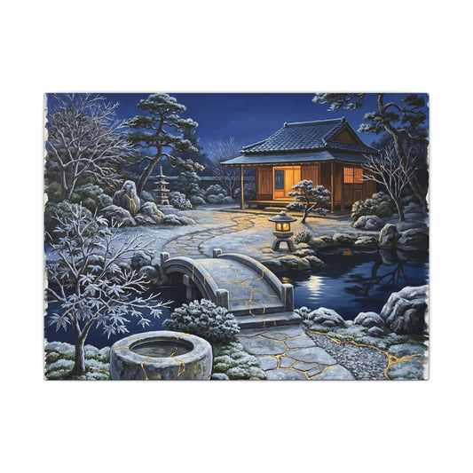 Moonlit Garden Winter Canvas Art | Kintsugi Artful Design Art Print
