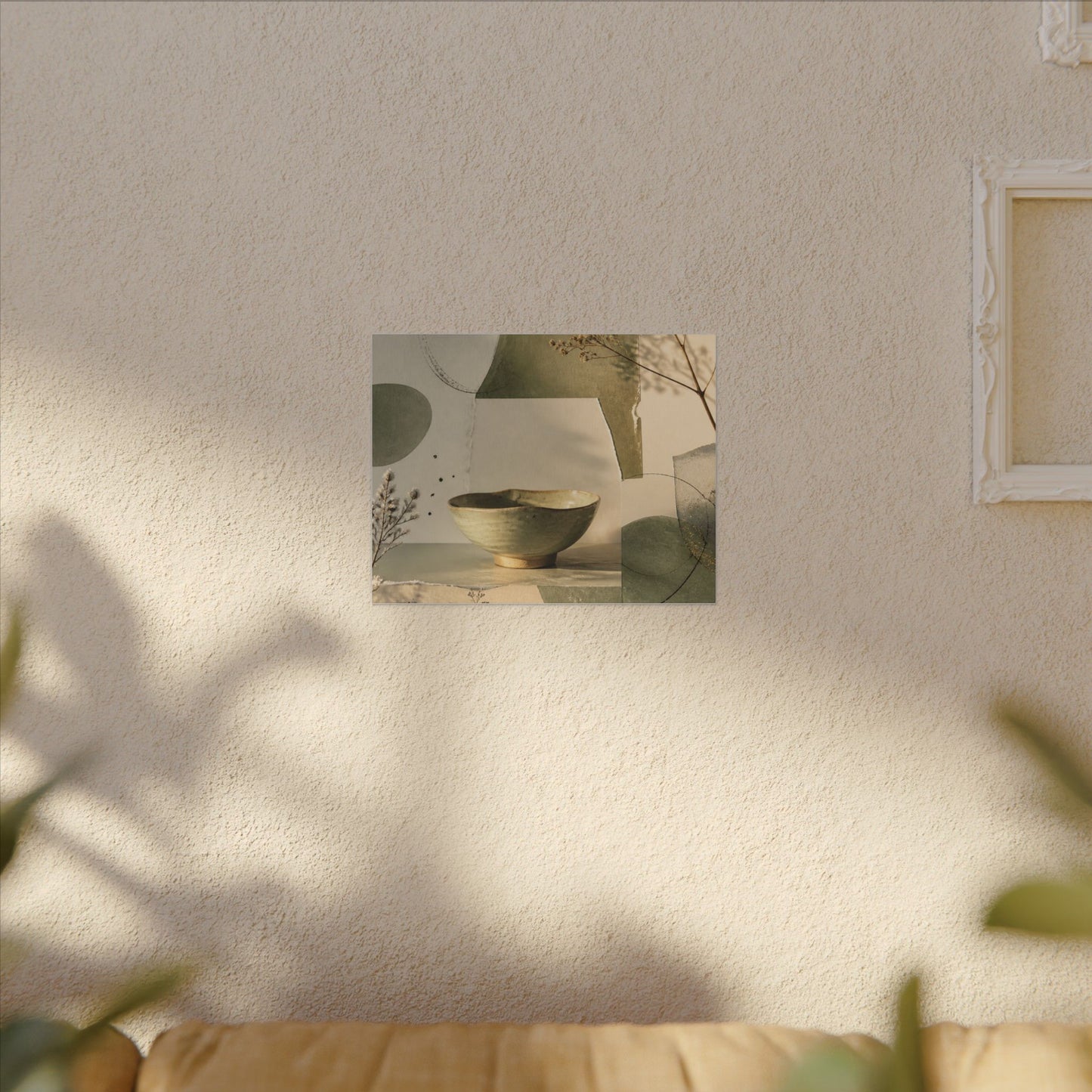 Warm Ceramic Bowl Canvas Art - Minimal Line Japandi