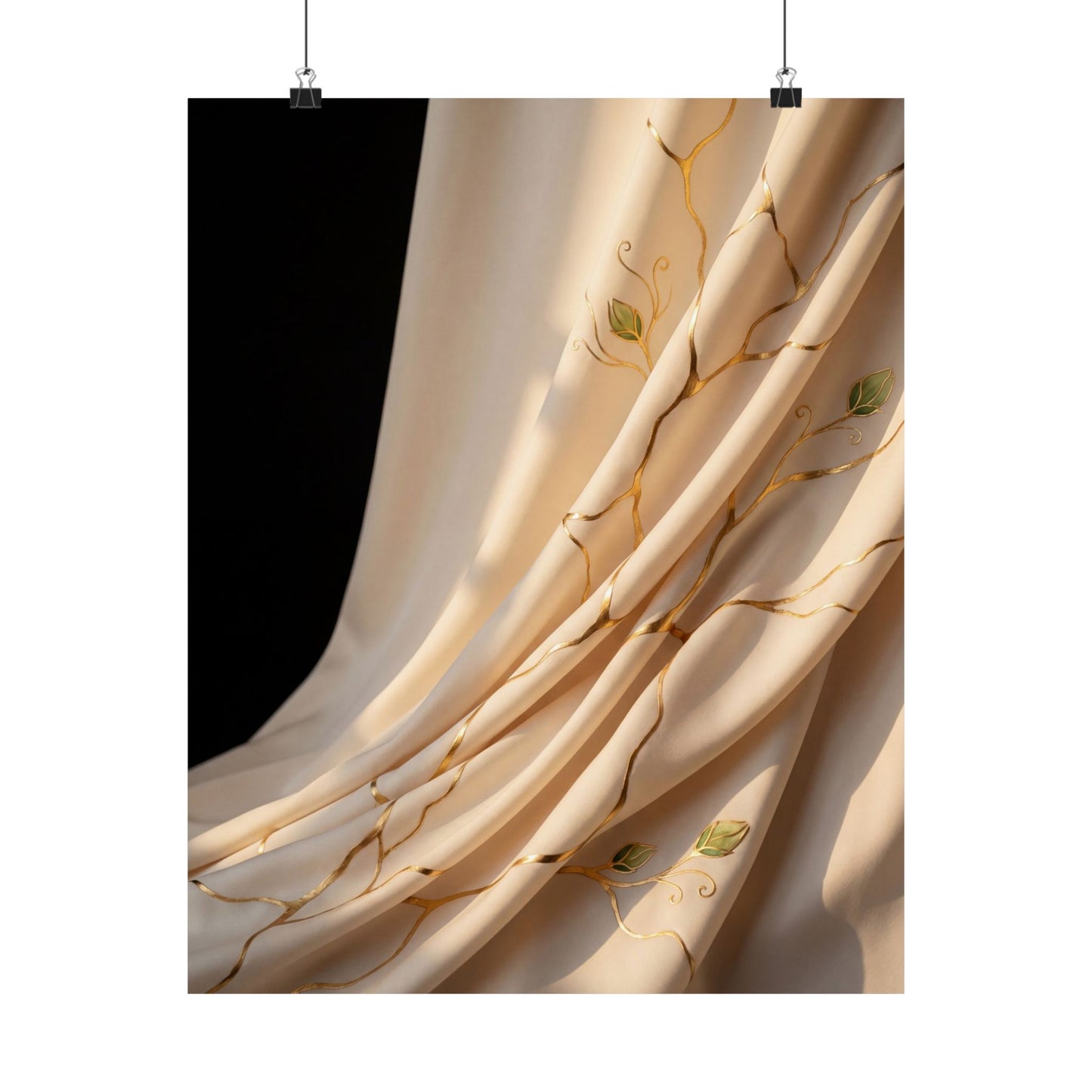 Silk Drape Crackle Gold Wall Art Print | Philosophical Kintsugi Art