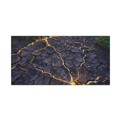 Cracked Earth Canvas Art | Summer Kintsugi Crackle Gold Art