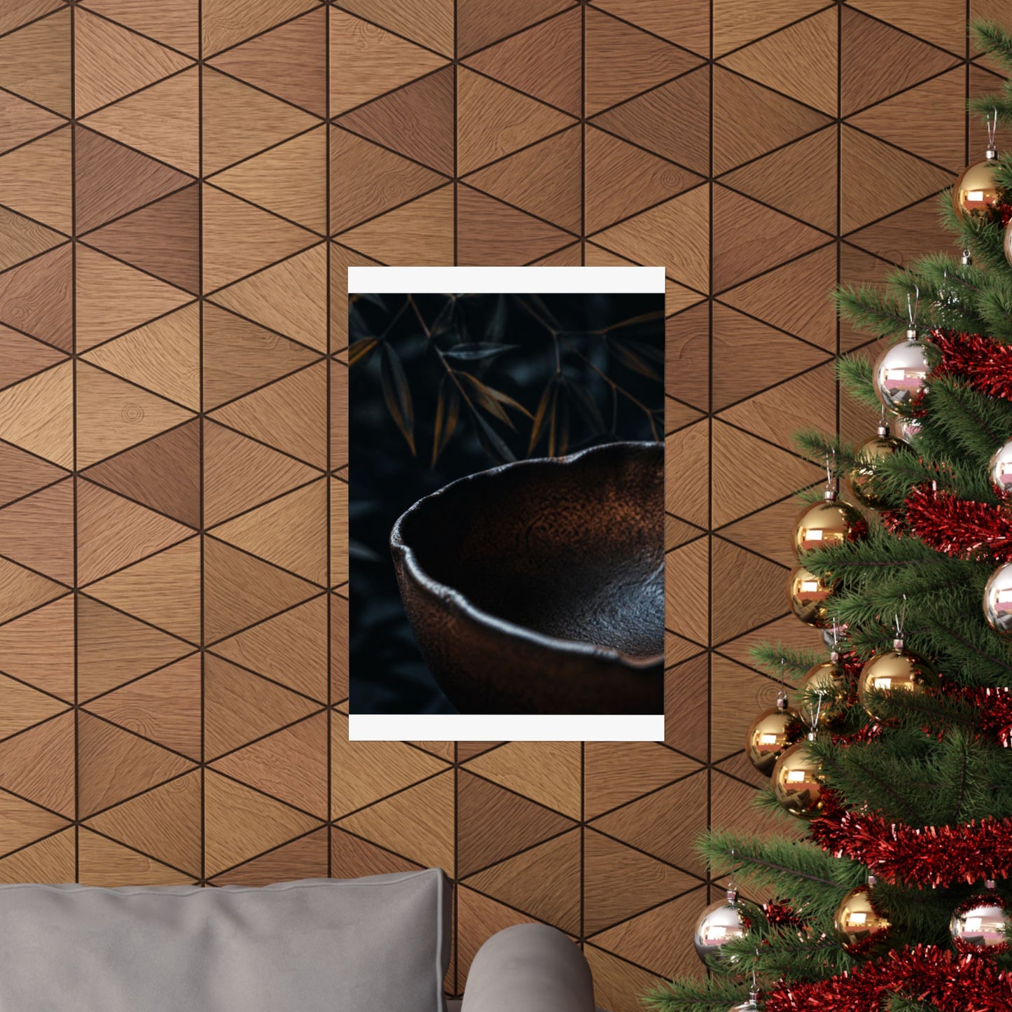 Moonlight Ceramic Bowl Wall Art Print - Dark Japandi Kanso