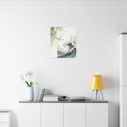 Spring Ocean Wave Ukiyo E Inspired Canvas Art | Serene Decor