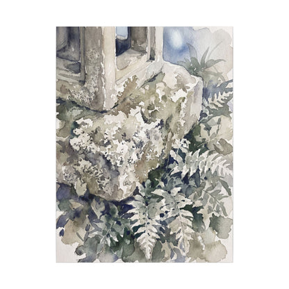 Stone Lantern Watercolor Canvas Art | Elegant Japandi Art