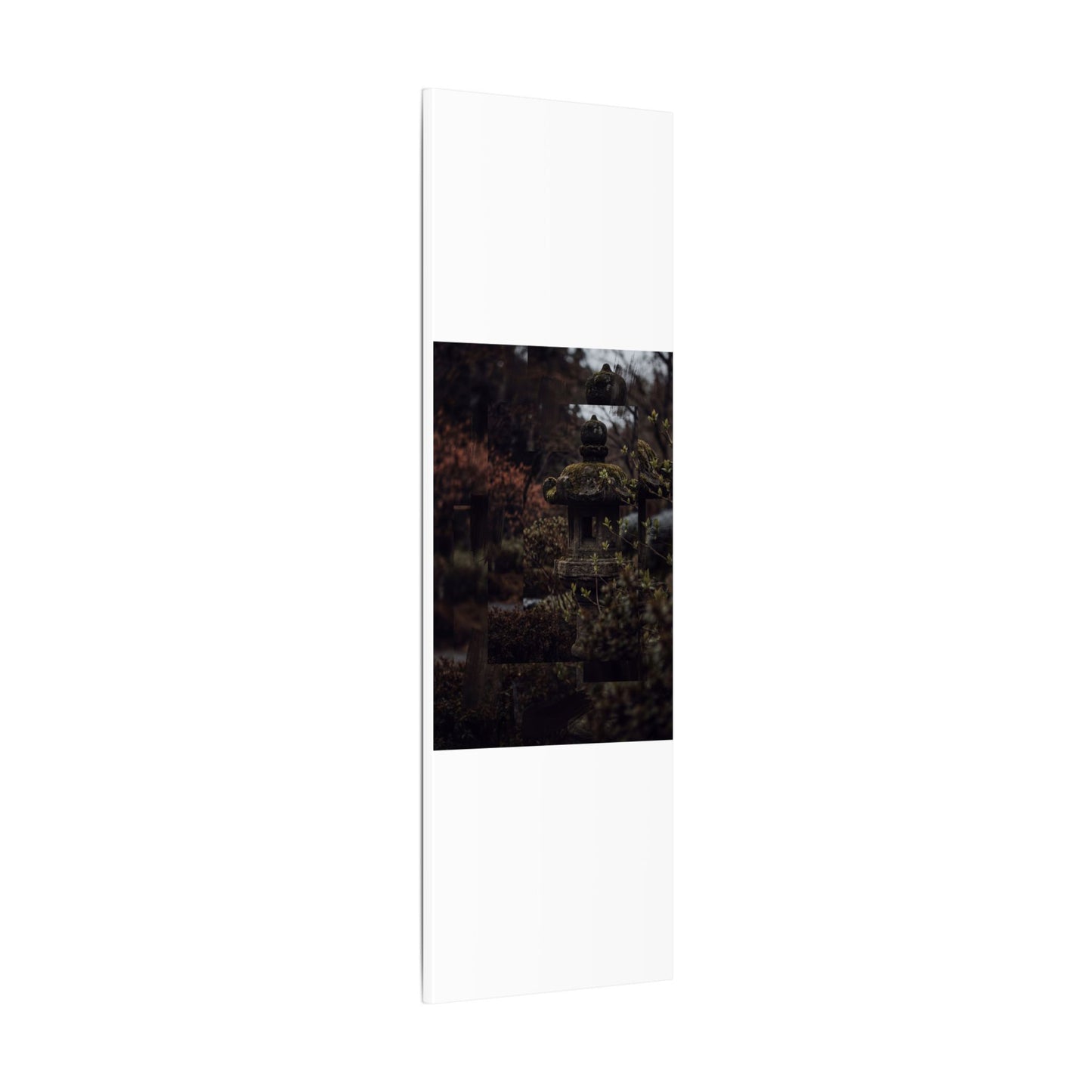 Stone Lantern Spring Canvas Art | Dark Japandi Bold Design