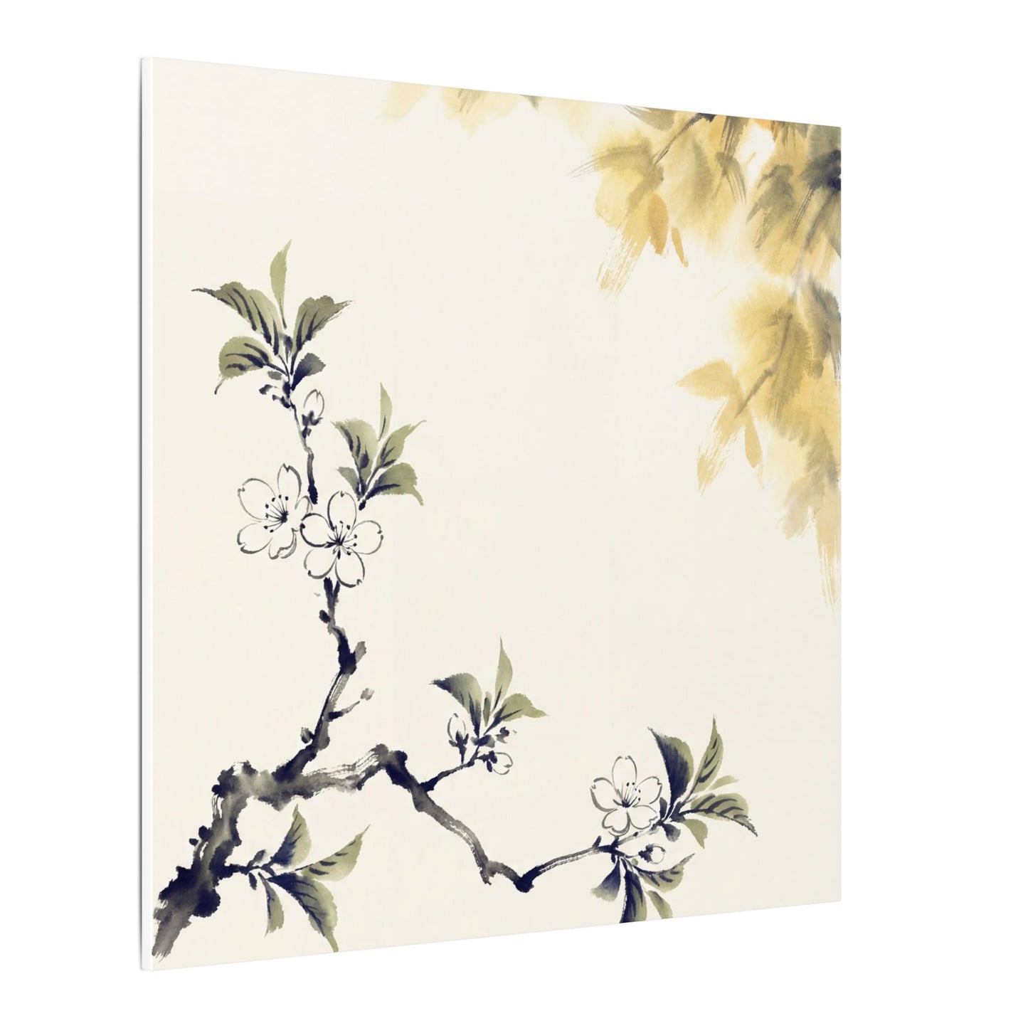 Kanso Cherry Blossom Canvas Art - Zen Sumi E