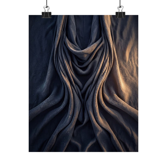 Silk Drape Shadow Zen Wall Art Print | Sophisticated Dark Japandi Art Art Print