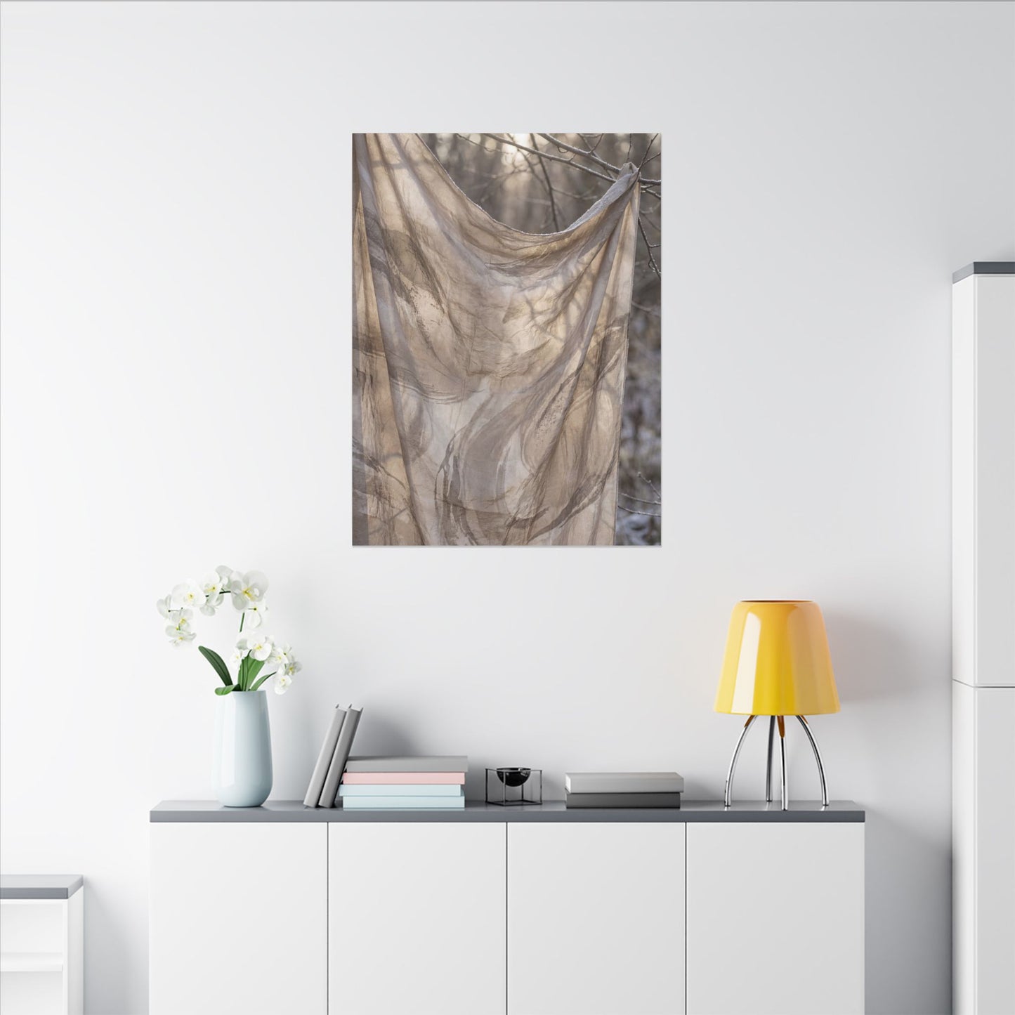 Ma Silk Drape Canvas Art - Japandi Japanese Pattern