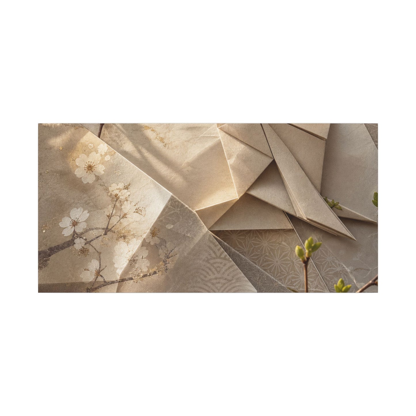Golden Hour Paper Fold Canvas Art - Japandi Fukinsei