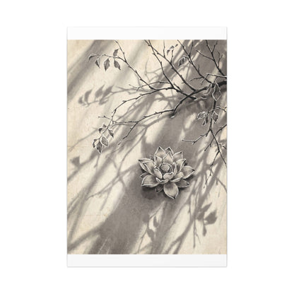 Winter Lotus Flower Sumi E Canvas Art | Contemplative Decor