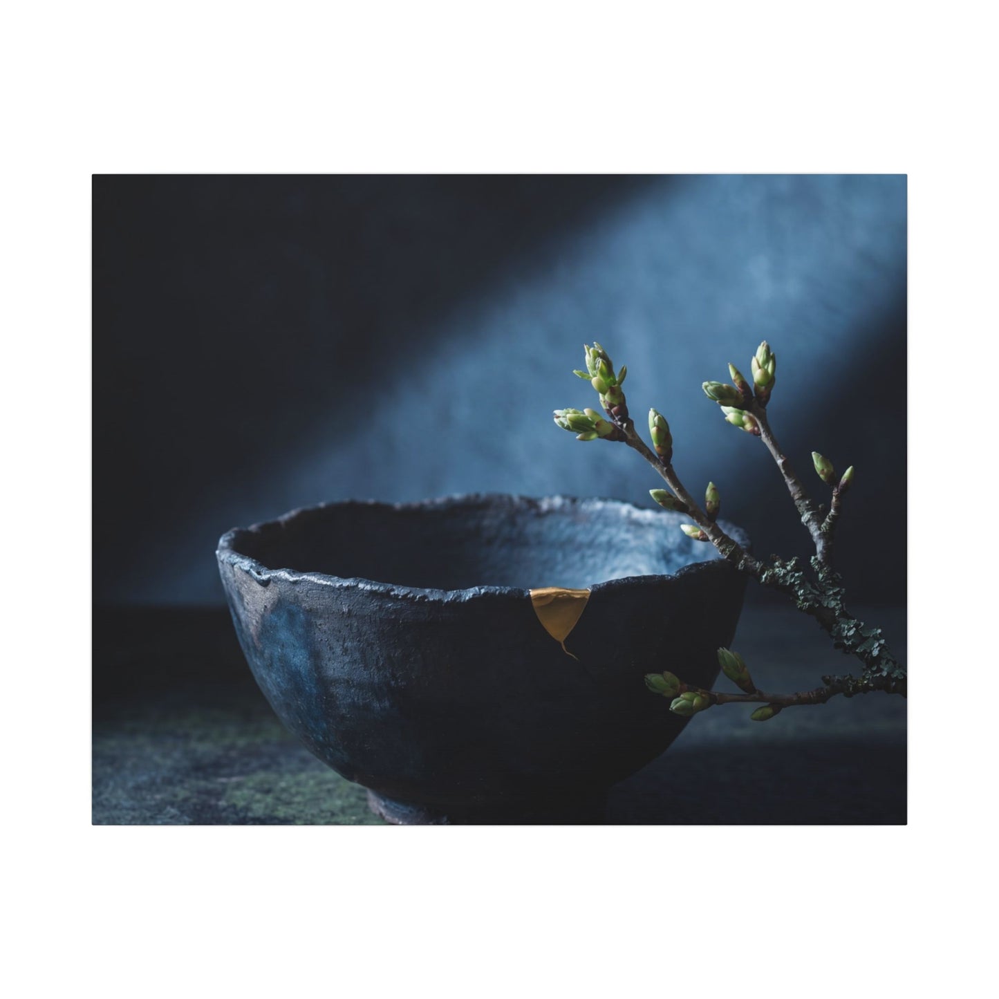 Ceramic Bowl Shadow Zen Canvas Art | Sophisticated Dark Japandi Art