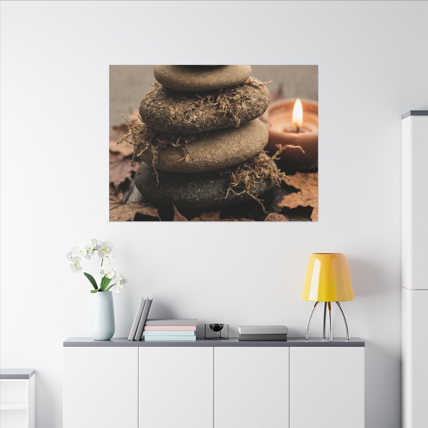 River Stones Canvas Art | Autumn Japandi Texture Art
