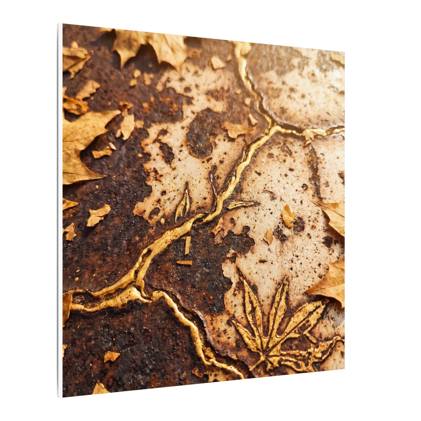 Kintsugi Rust Patina in Golden Hour | Gold Vein Canvas Art