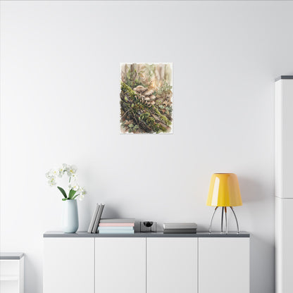 Wild Mushrooms Canvas Art | Spring Japandi Watercolor Art