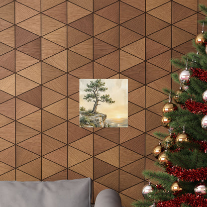 Golden Hour Pine Tree Wall Art Print - Japandi Mono No Aware