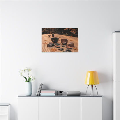 Golden Hour Tea Ceremony Canvas Art - Kintsugi Shibui
