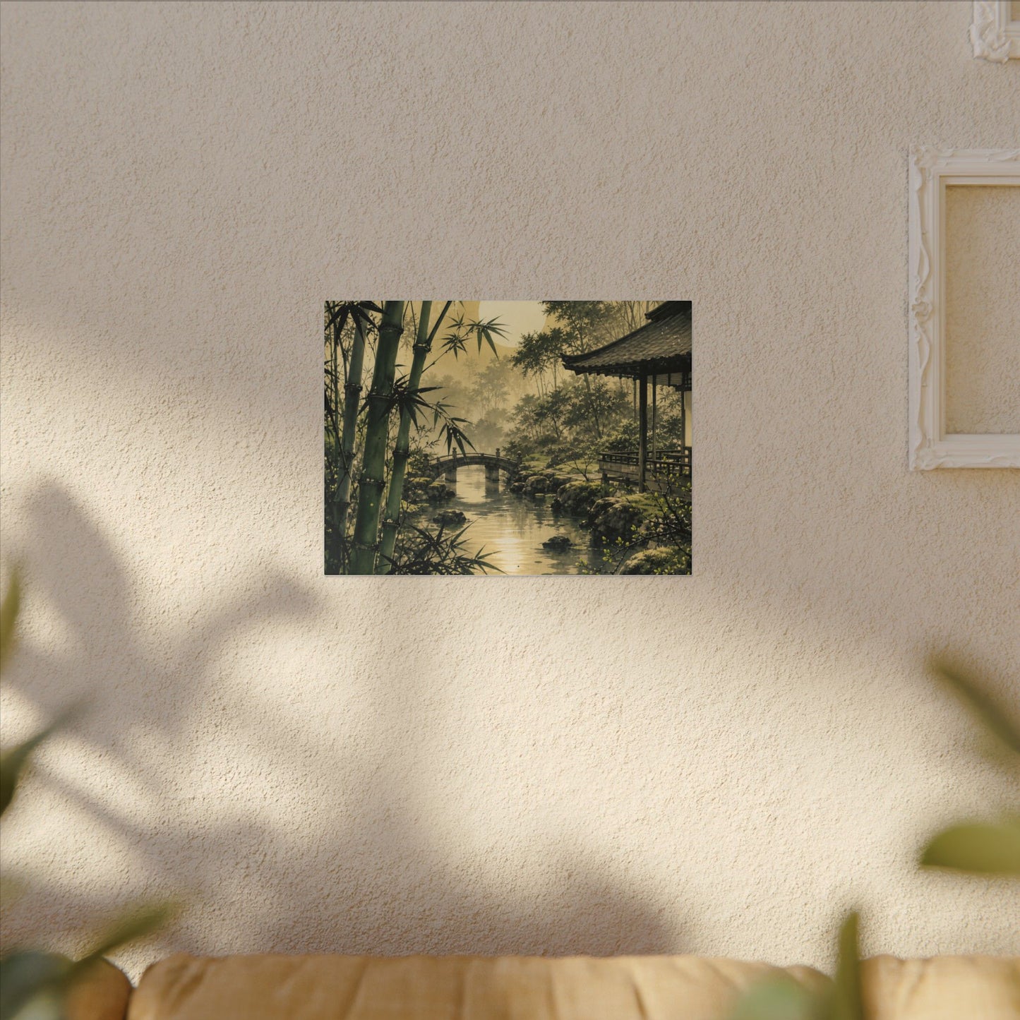 Moonlit Garden Sumi E Canvas Art | Calm Zen Art