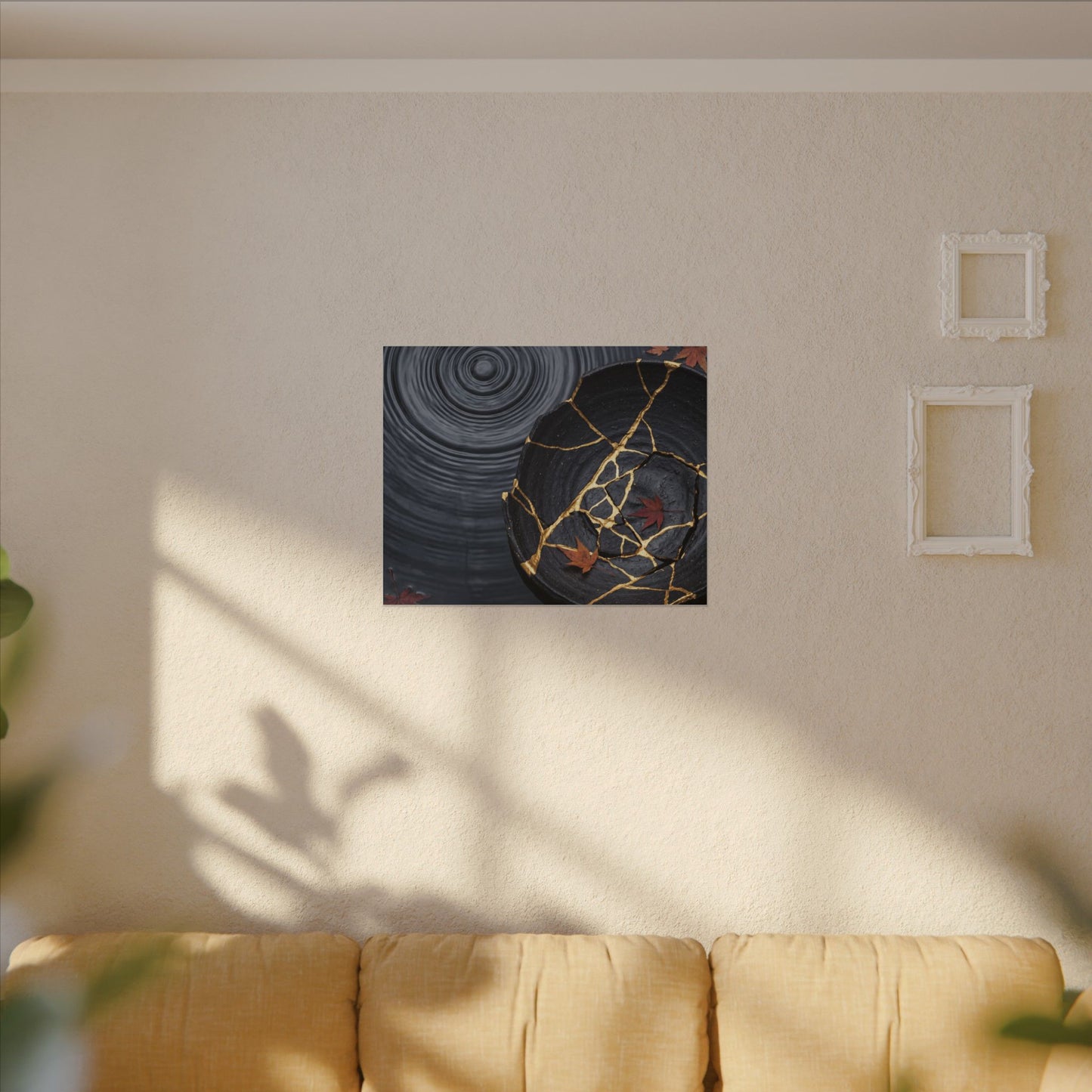 Philosophical Water Ripple Canvas Art - Gold Repair Kintsugi